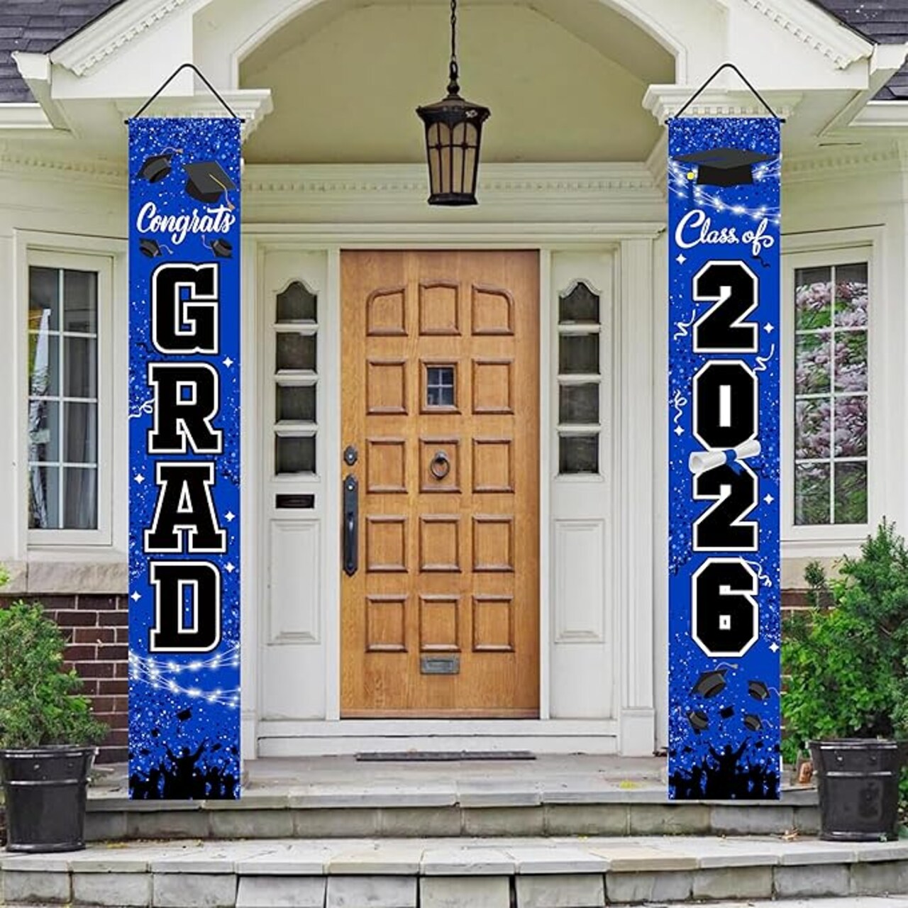 Class of 2026 Graduation Decorations Set - Blue & Gold Congrats Grad Porch Banners - Includes Large Fabric Backdrop & Yard Sign Decor - Premium Party Supplies for High School & College